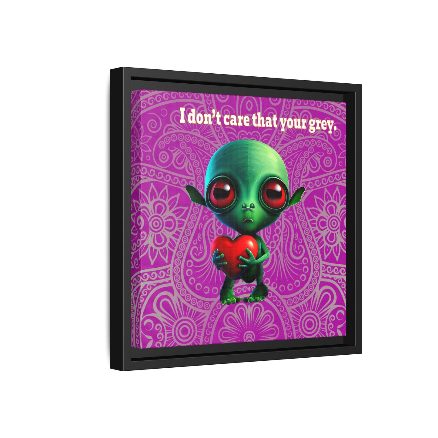 I don't care that your grey - framed canvas art (pink swirl)