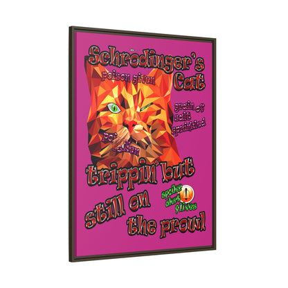 schrodinger's cat - framed canvas art (pink)