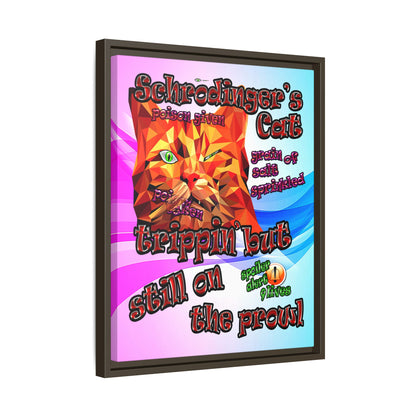 schrodinger's cat - framed canvas art (light blue-pink wave)
