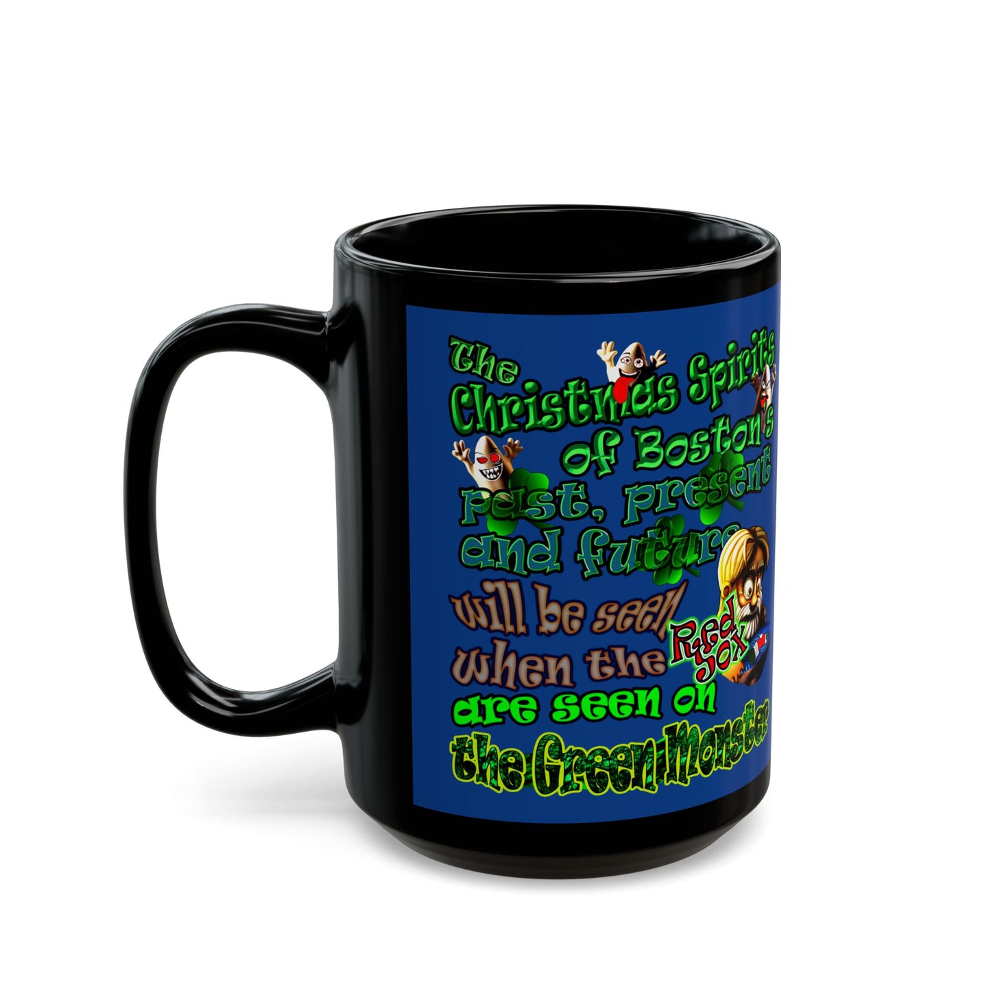 christmas spirits of boston - Black Mug (dark blue)
