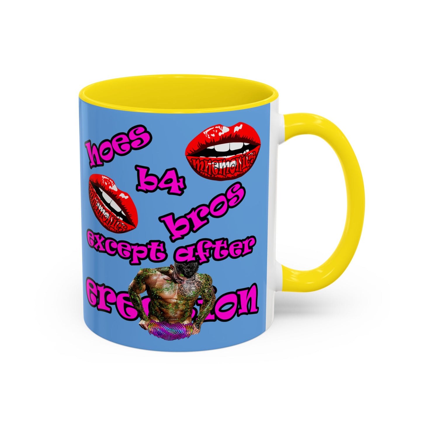 hoes b4 bros - Accent Mug (light blue)