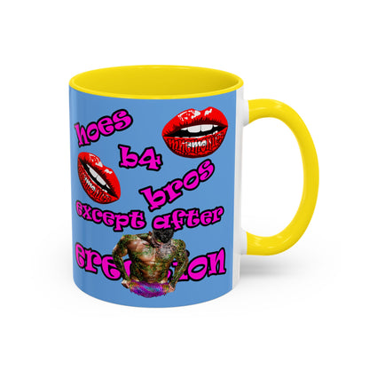 hoes b4 bros - Accent Mug (light blue)