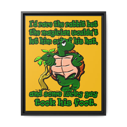 turtle race - framed canvas art (yellow)