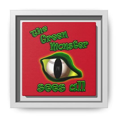 green monster - framed canvas art (dark red)