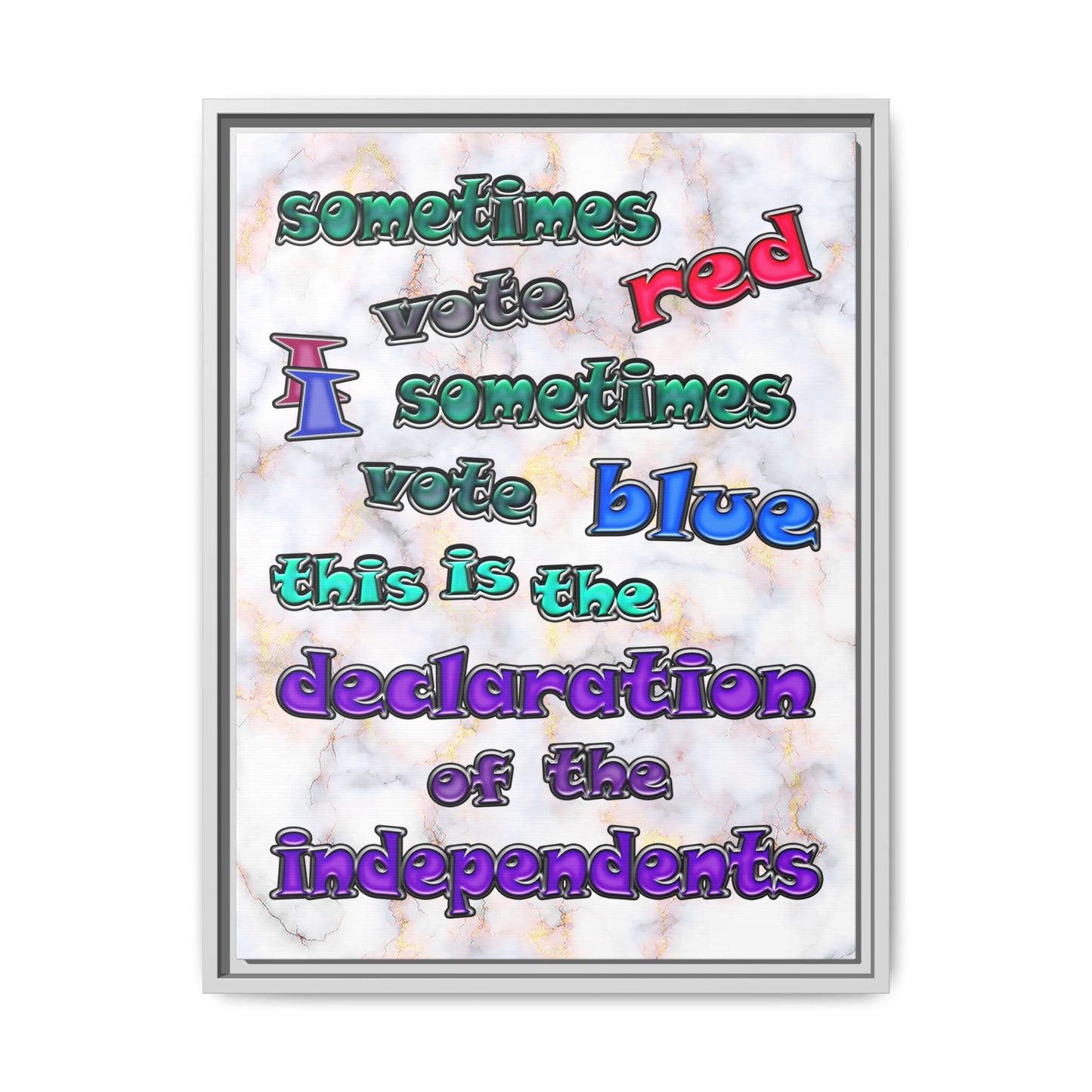 declaration of the independents - framed canvas art (white marble)