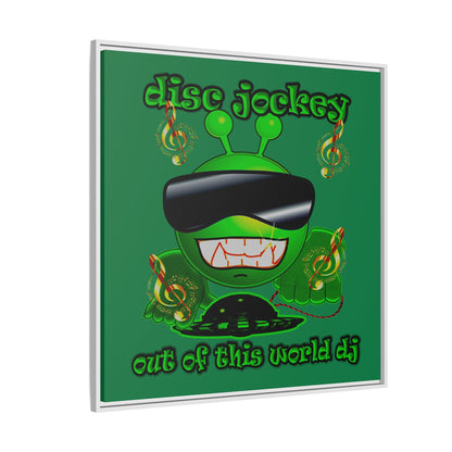 disc jockey - framed canvas art (dark green)