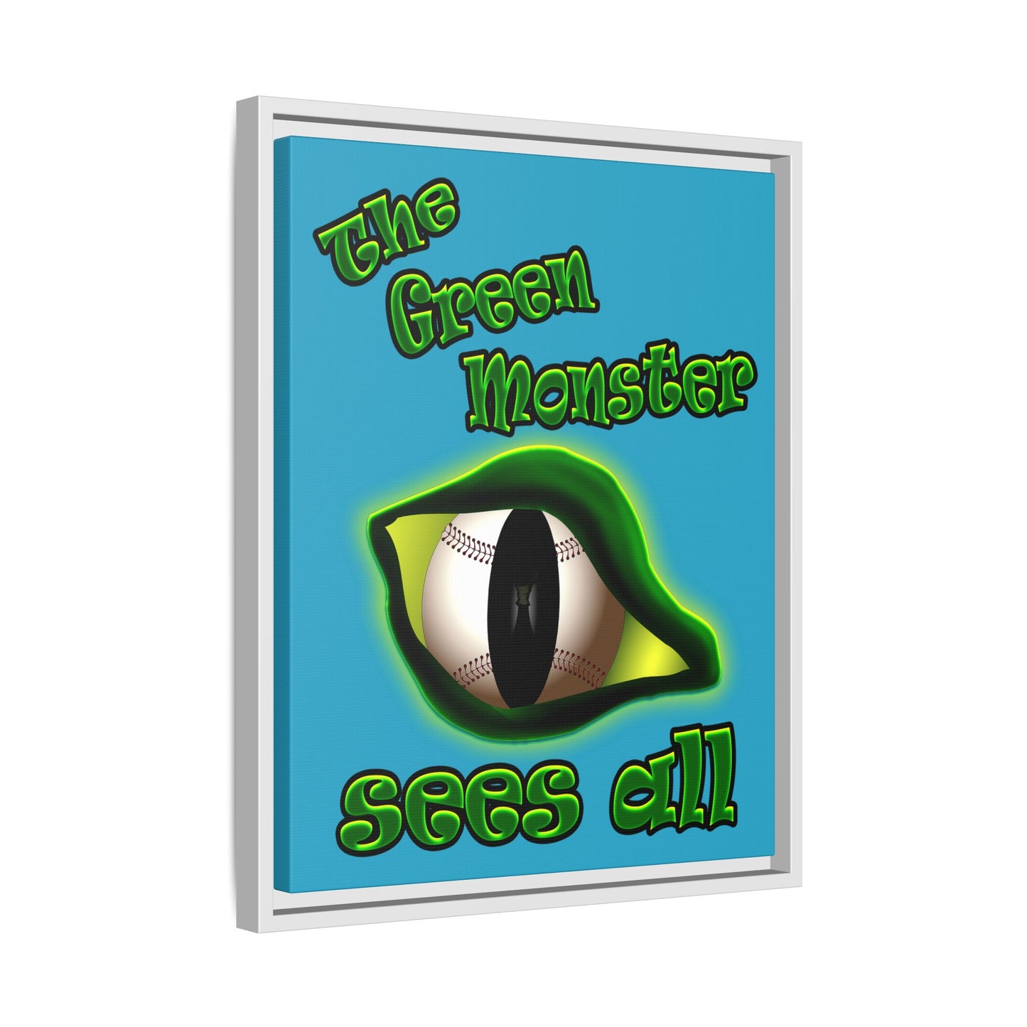 green monster - framed canvas art (turquoise)