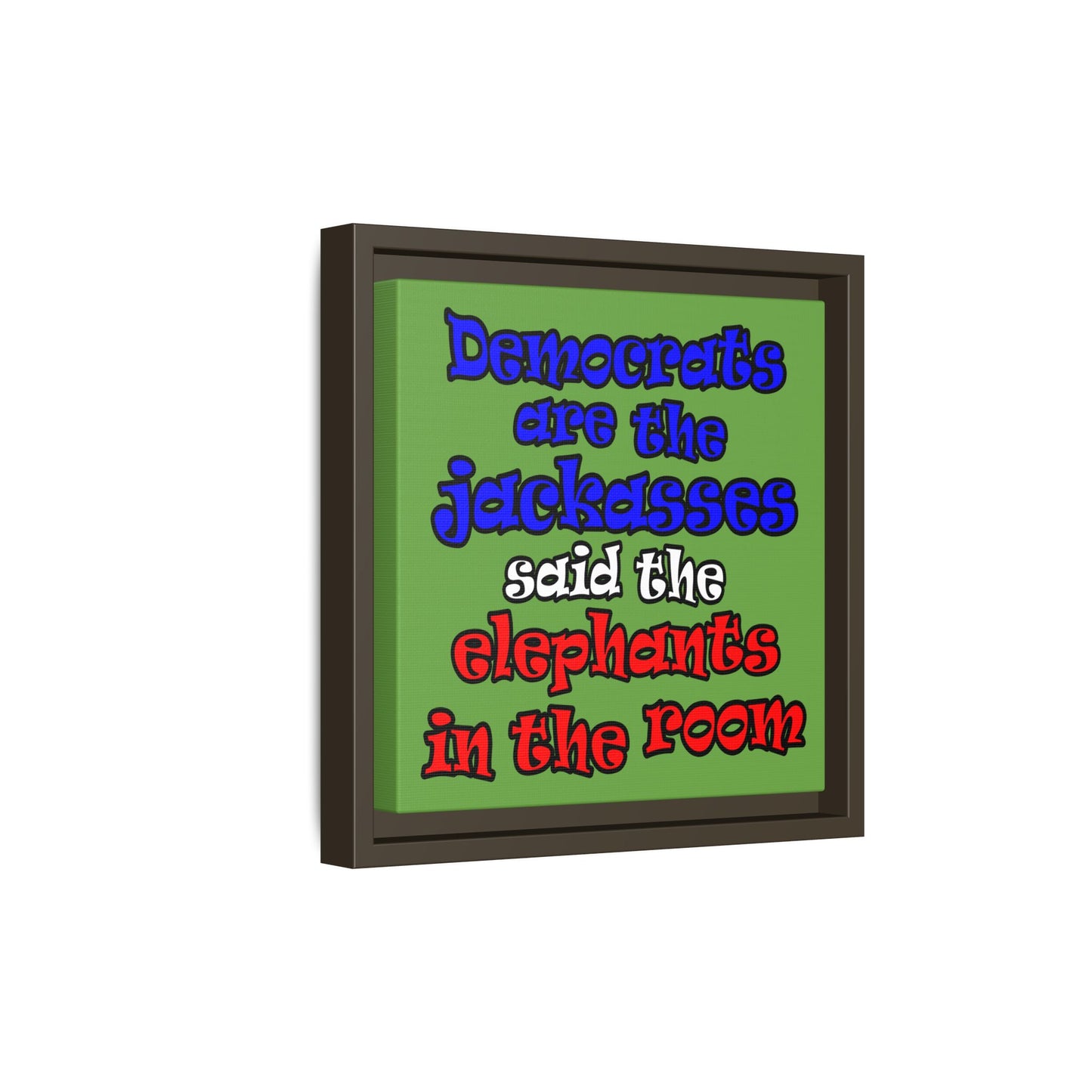 donkeys and elephants - framed canvas art (green)