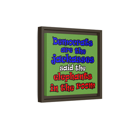 donkeys and elephants - framed canvas art (green)