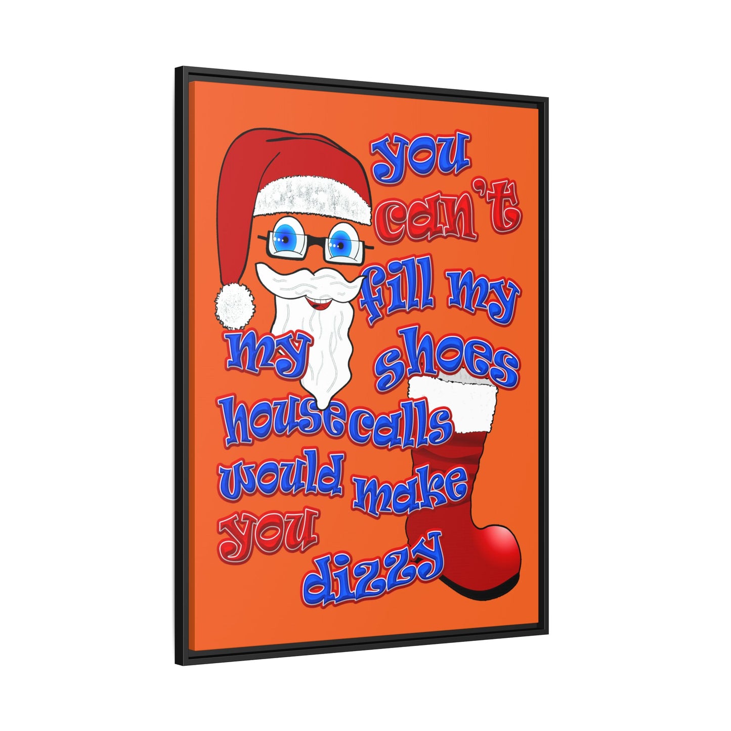 santa's shoes - framed canvas art (orange)