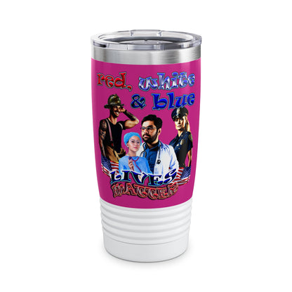rw&b lives matter - Ringneck Tumbler, 20oz (pink)