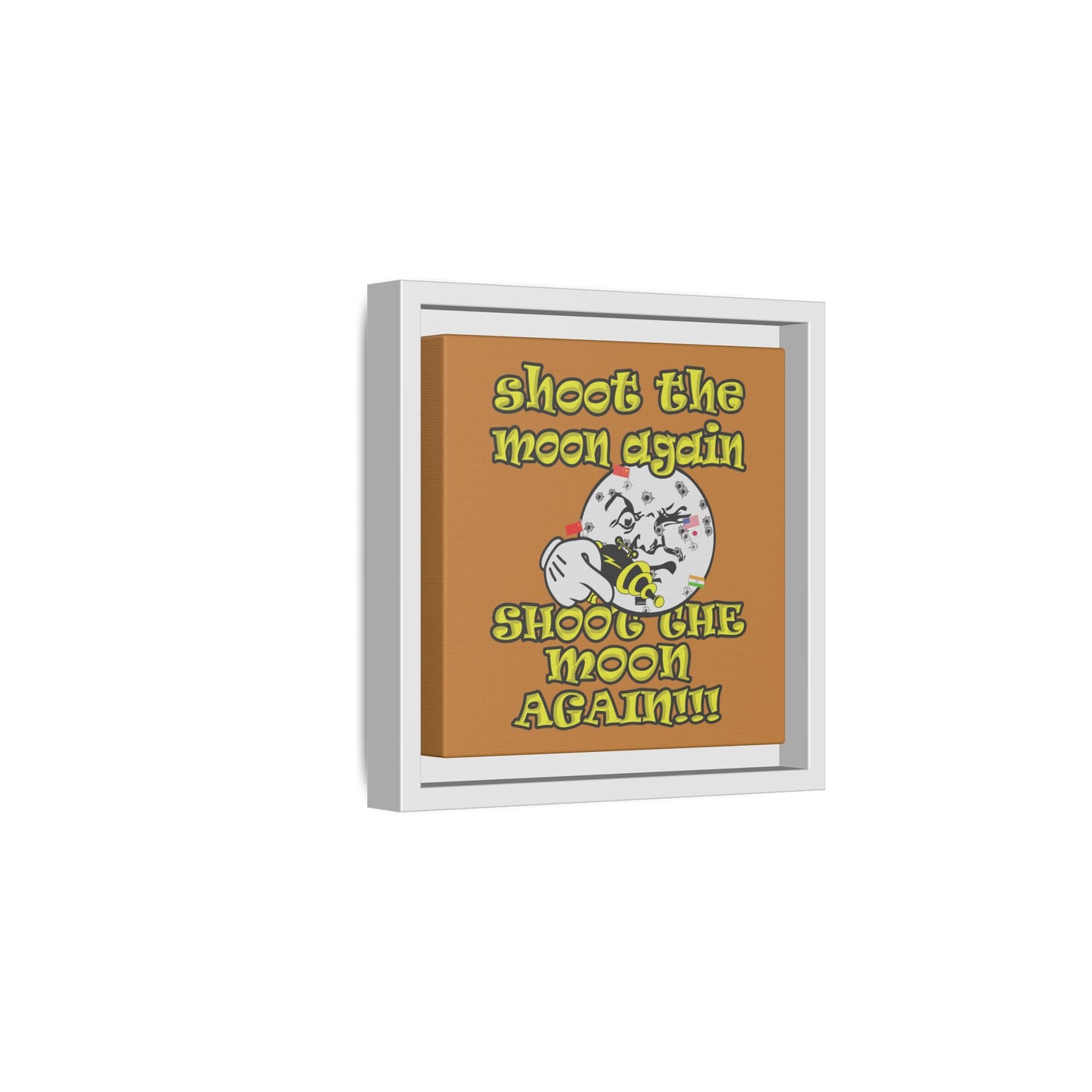 shoot the moon again - framed canvas art (light brown)