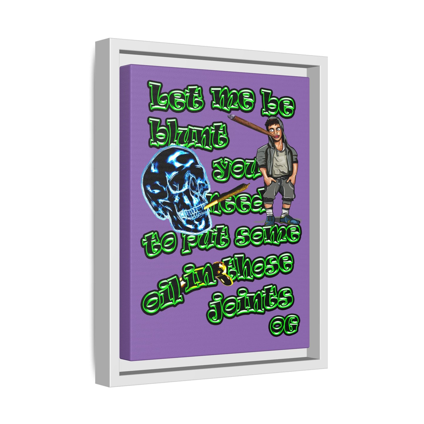 og - framed canvas art (light purple)