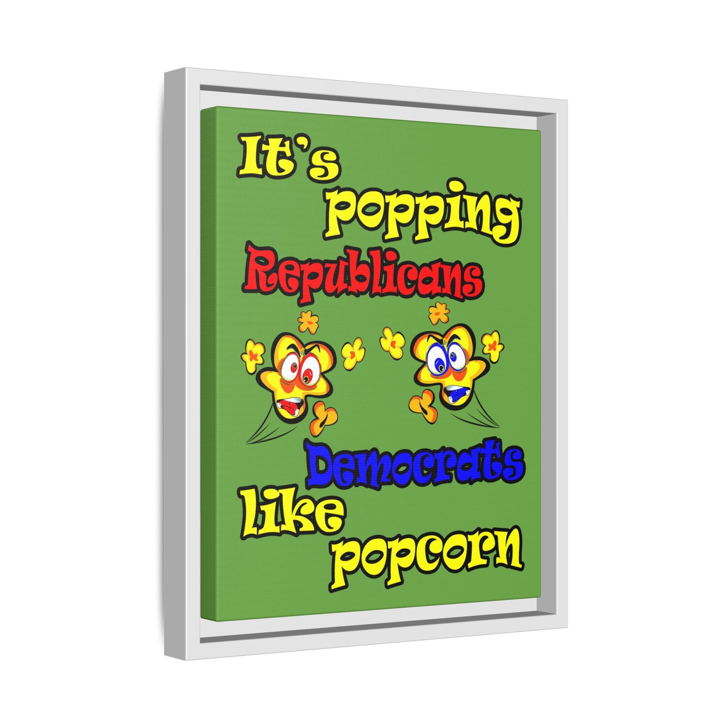 popping like popcorn - framed canvas art (green)