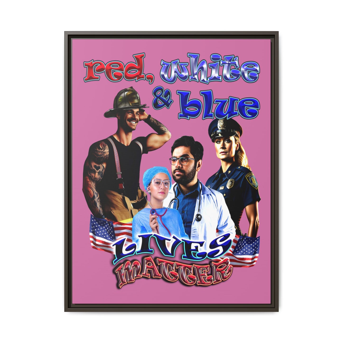 rw&b lives matter - framed canvas art (light pink)