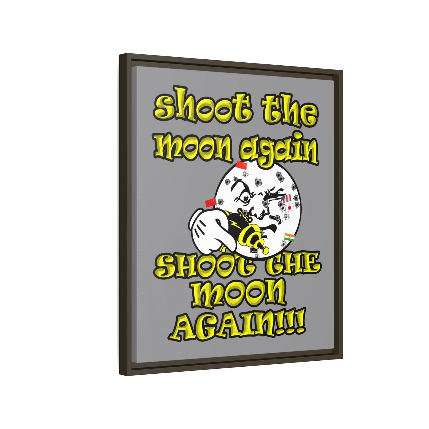 shoot the moon again - framed canvas art (grey)