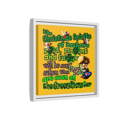 christmas spirits of boston - framed canvas art (yellow)