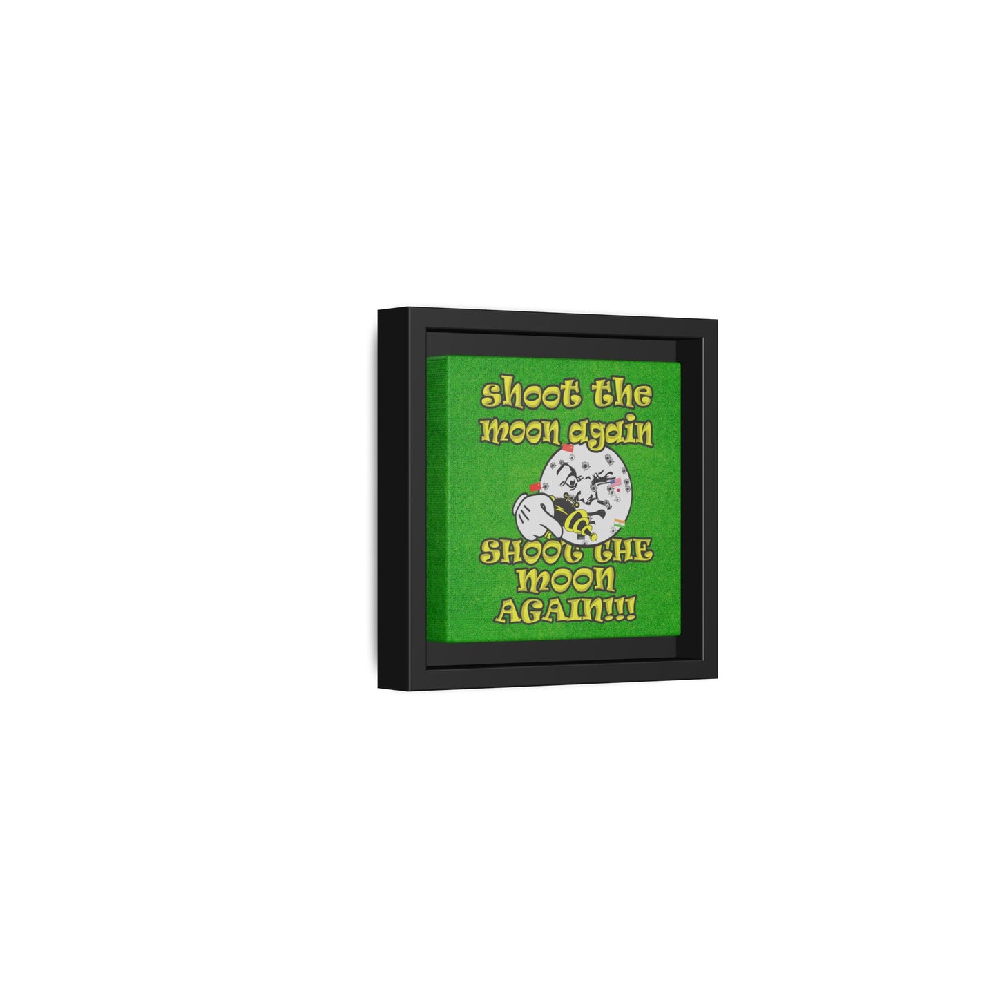 shoot the moon again - framed canvas art (green turf)