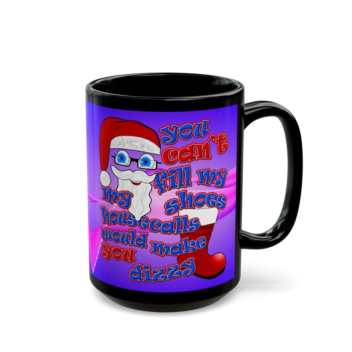 santa's shoes - Black Mug (purple-pink wave)
