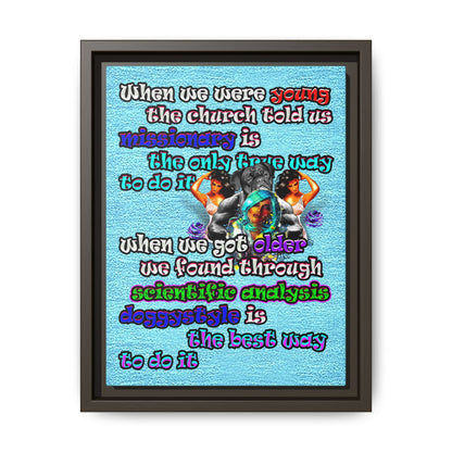 doggystyle - framed canvas art (faded blue)