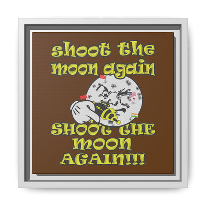 shoot the moon again - framed canvas art (brown)