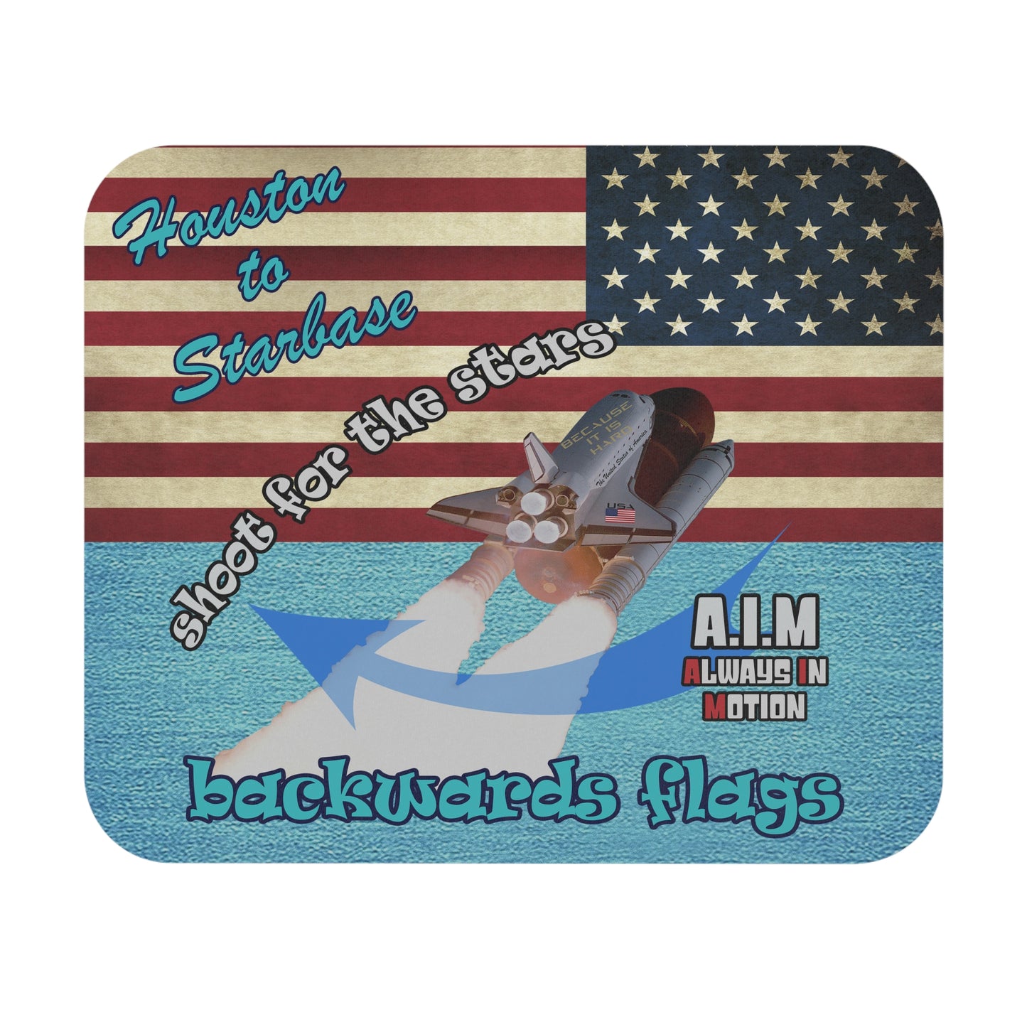 shoot for the stars - Mouse Pad (Rectangle) - (faded blue)
