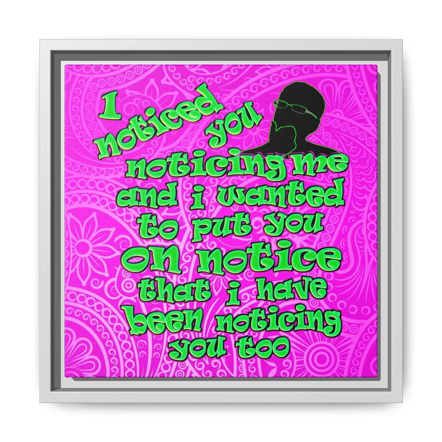 noticed you noticing - framed canvas art (pink swirl)