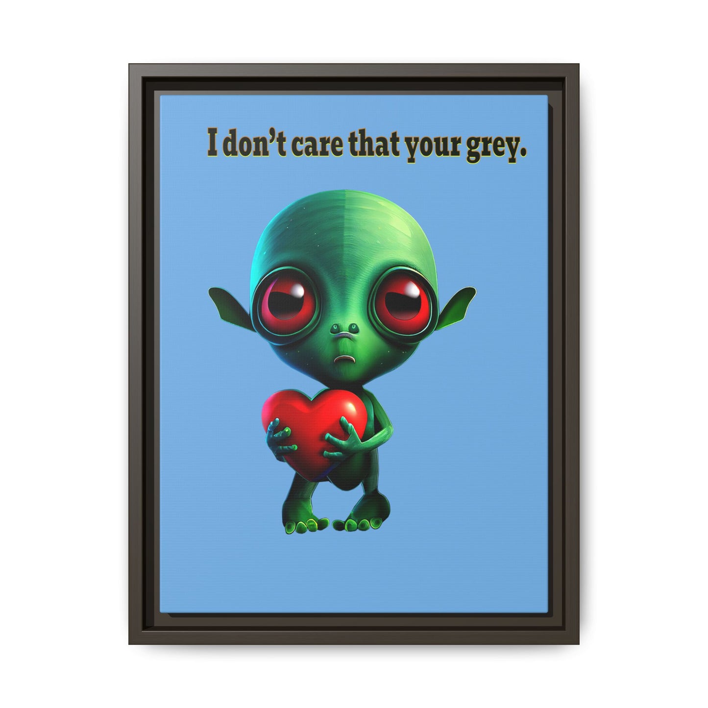 I don't care that your grey - framed canvas art (light blue)