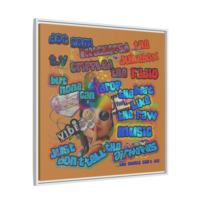 drop the beat - framed canvas art (light brown)