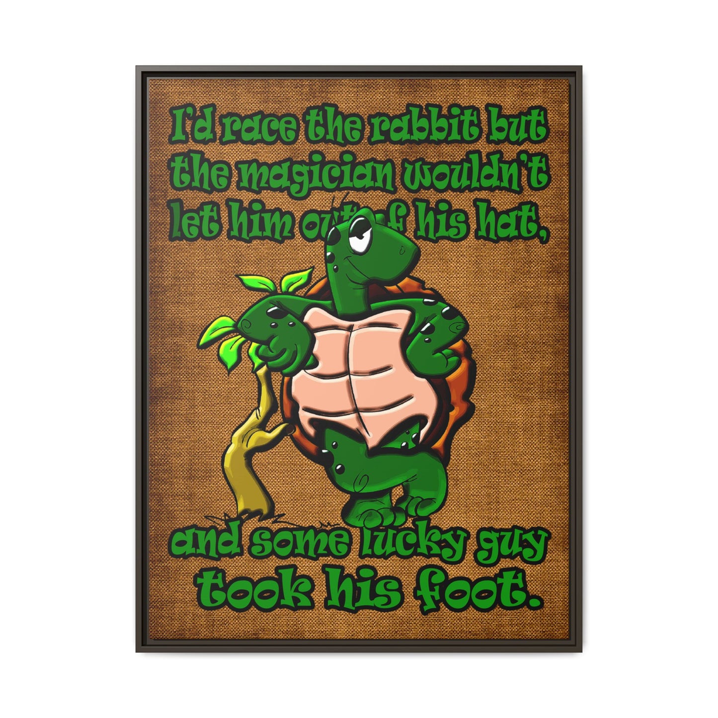 turtle race - framed canvas art (brown papyrus)