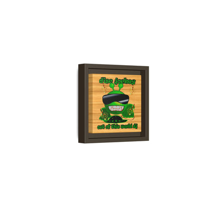 disc jockey - framed canvas art (butterscotch wood finish)