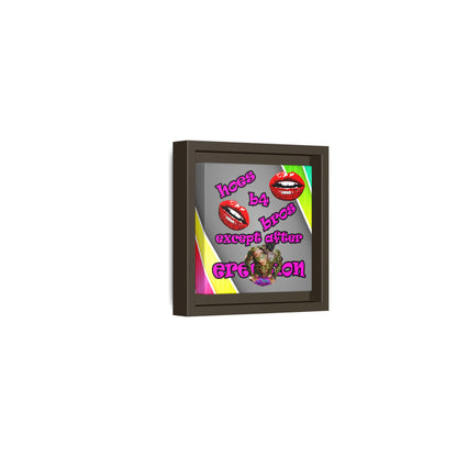 hoes b4 bros - framed canvas art (rainbow split)