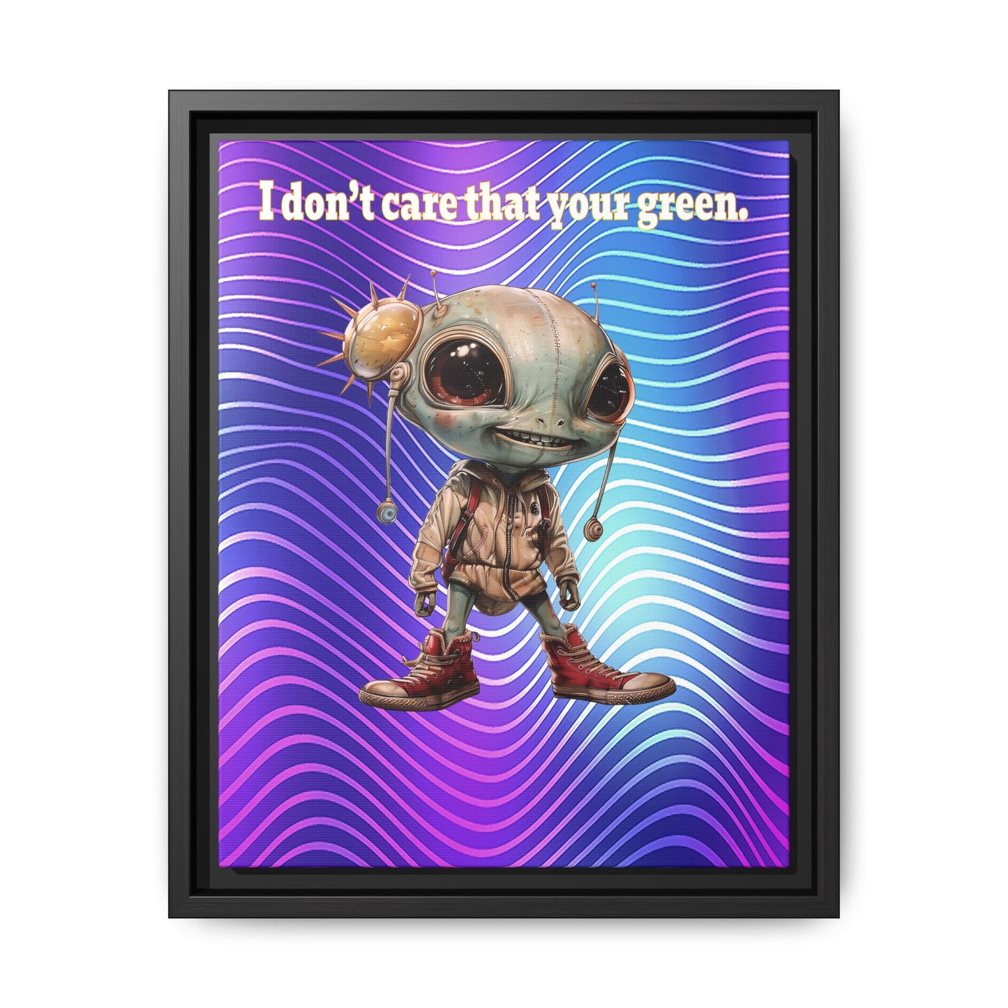 I don't care that your green - framed canvas art (purple wave)