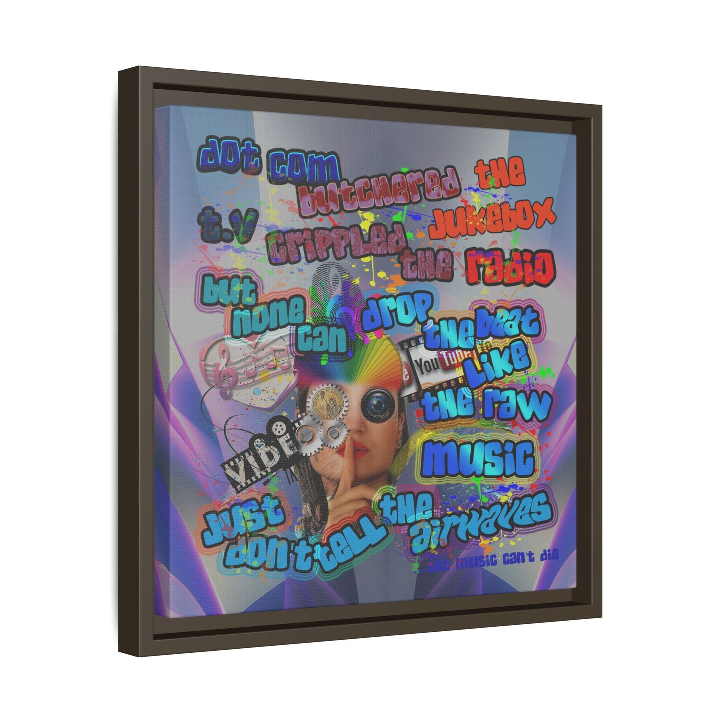 drop the beat - framed canvas art (grey-pink wave)