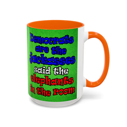 donkeys and elephants - Accent Mug (green turf)