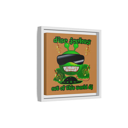 disc jockey - framed canvas art (light brown)