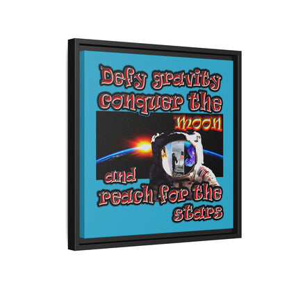 defy conquer reach - framed canvas art (turquoise)