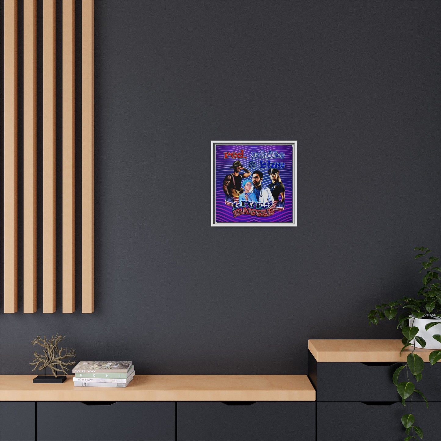 rw&b lives matter - framed canvas art (purple wave)