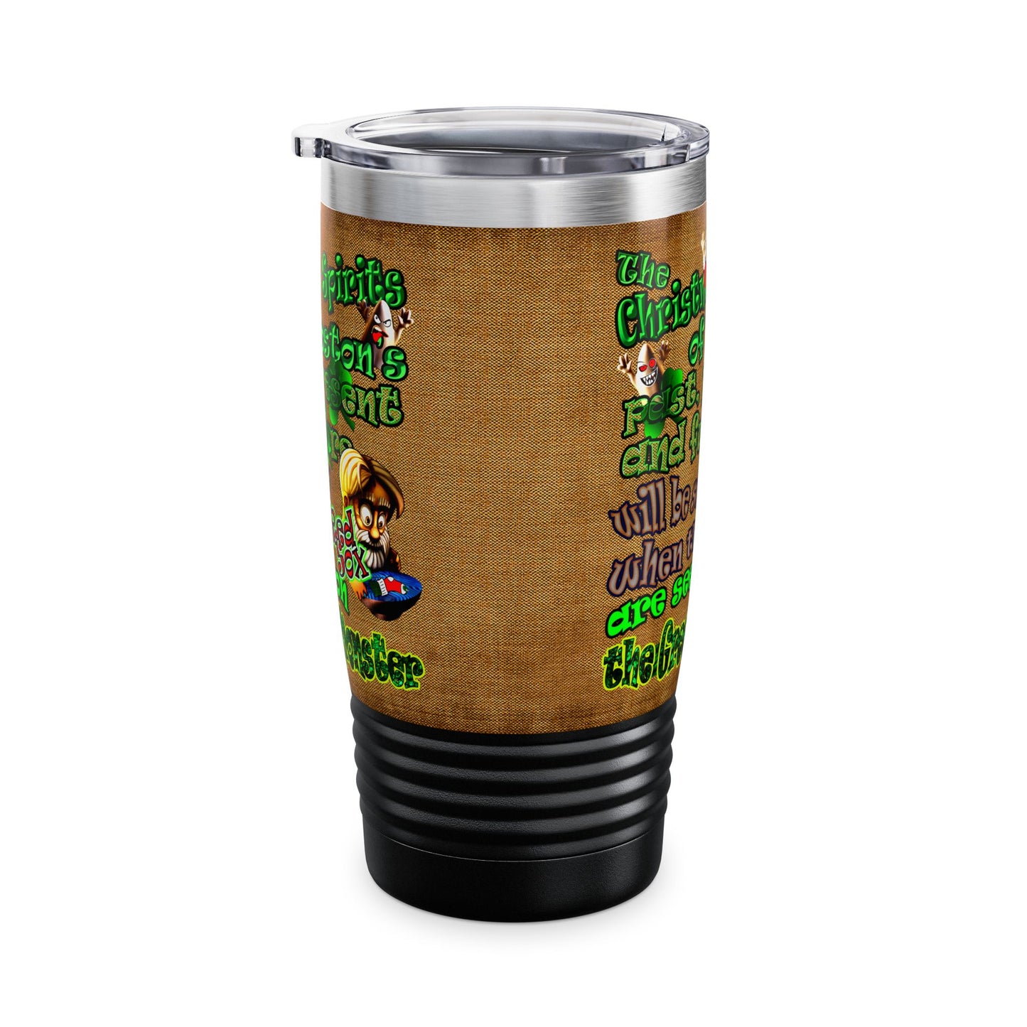 christmas spirits of boston - Ringneck Tumbler, 20oz (brown papyrus)
