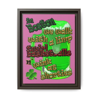 celtics logo - framed canvas art (light pink)