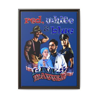 rw&b lives matter - framed canvas art (dark blue)