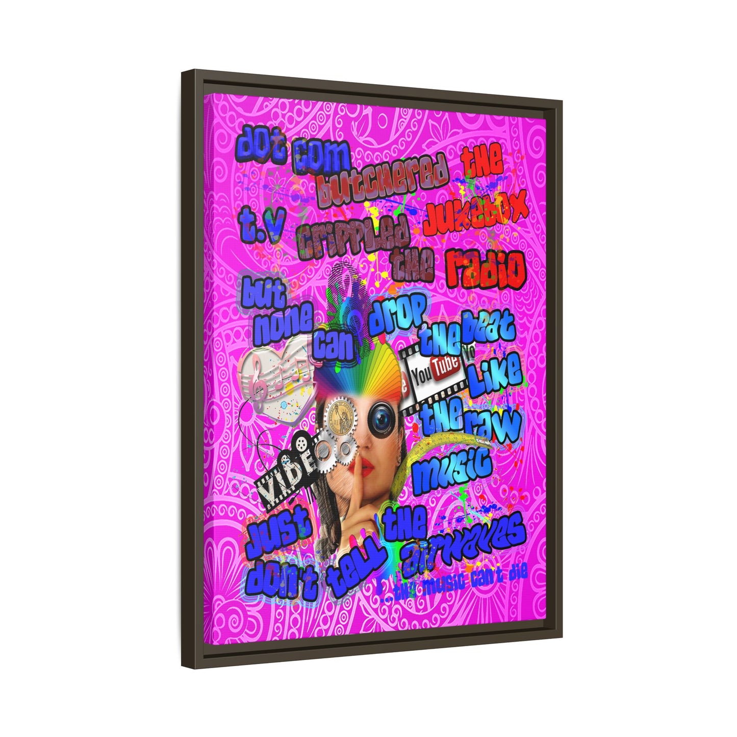 drop the beat - framed canvas art (pink swirl)
