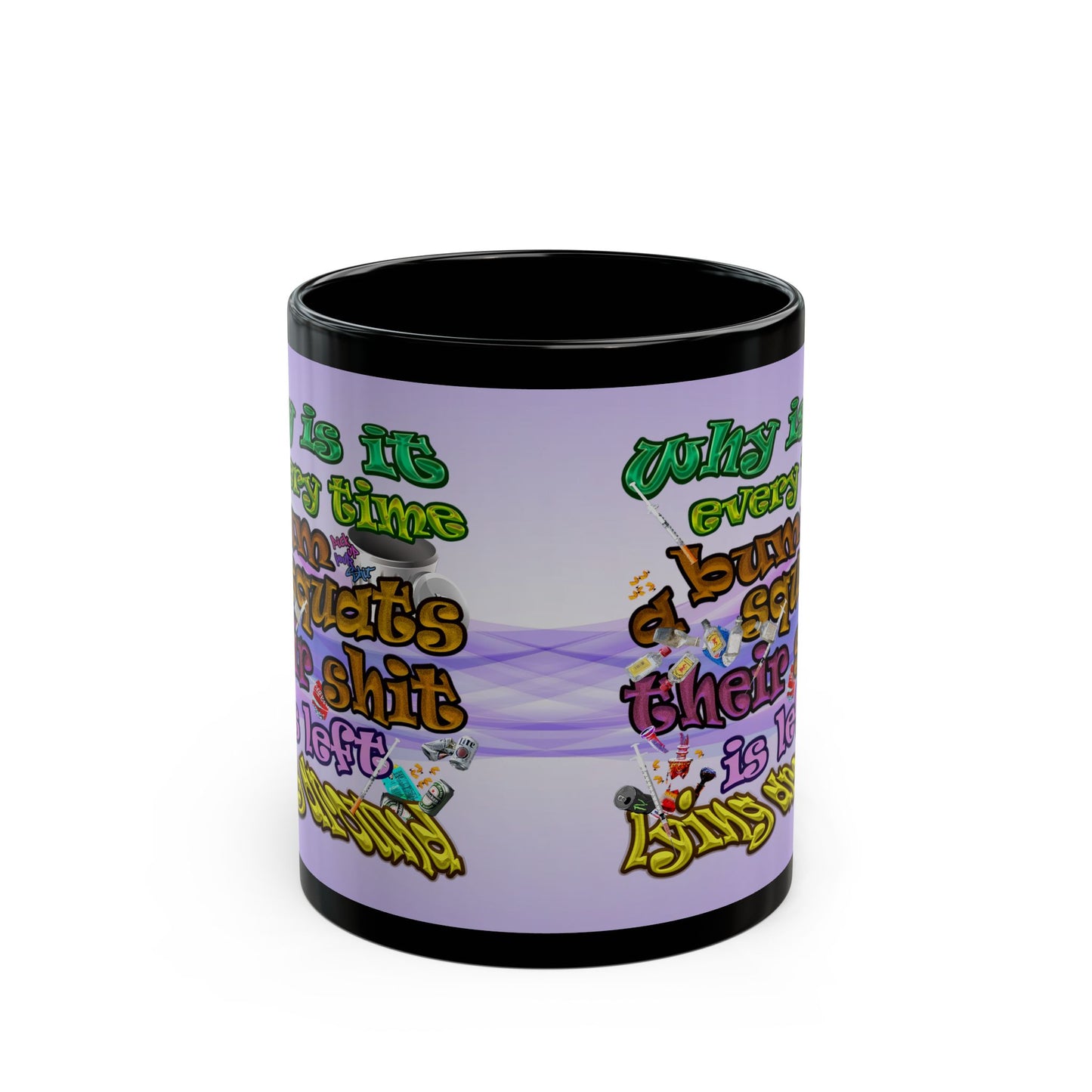 the bum's shit - Black Mug (light blue-pink wave)