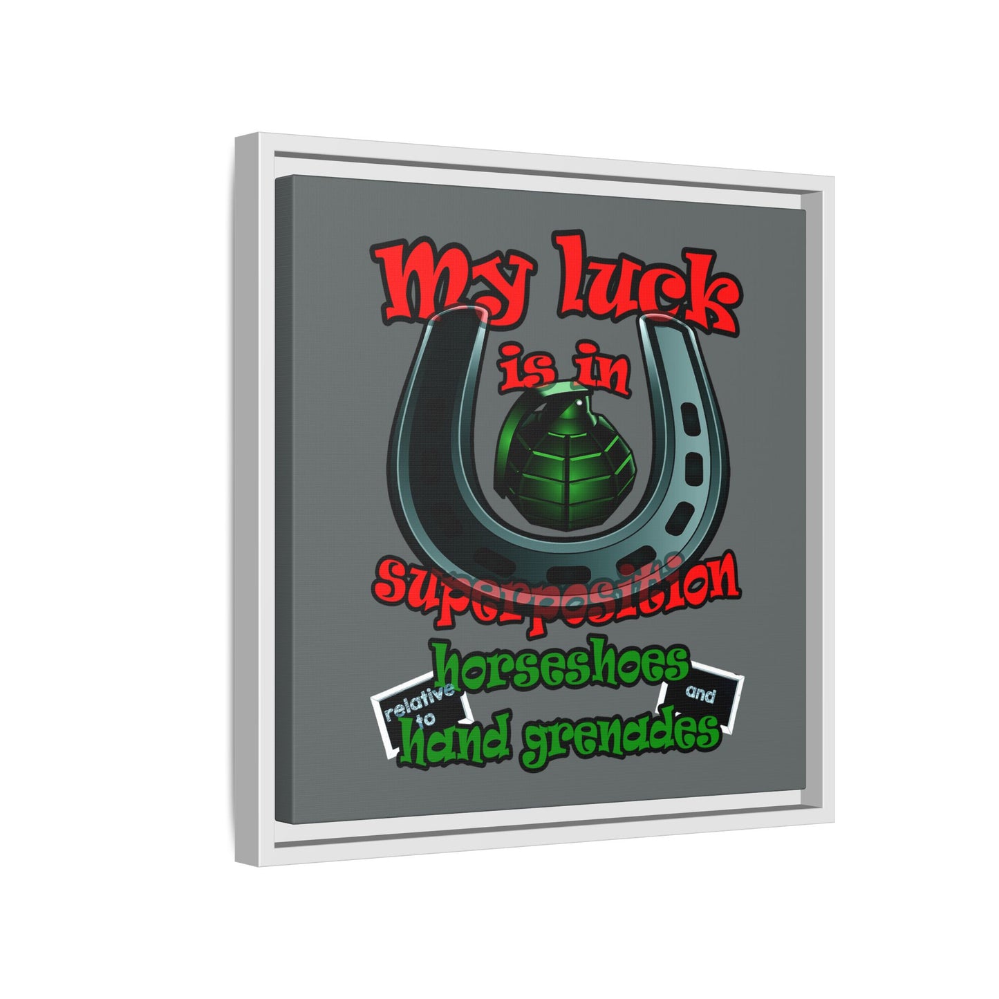 my luck - framed canvas art (dark grey)