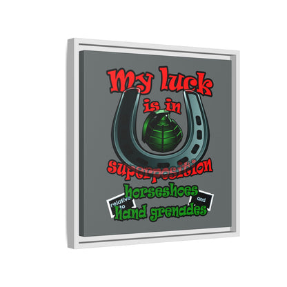 my luck - framed canvas art (dark grey)