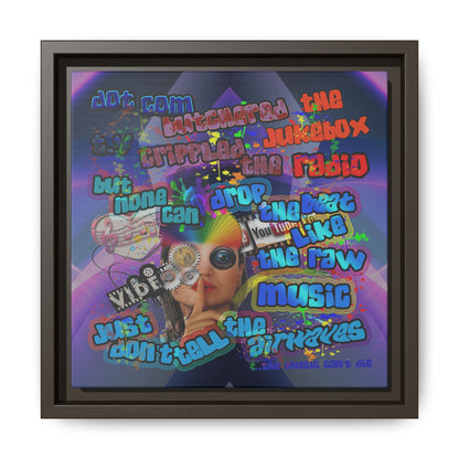 drop the beat - framed canvas art (grey-pink wave)