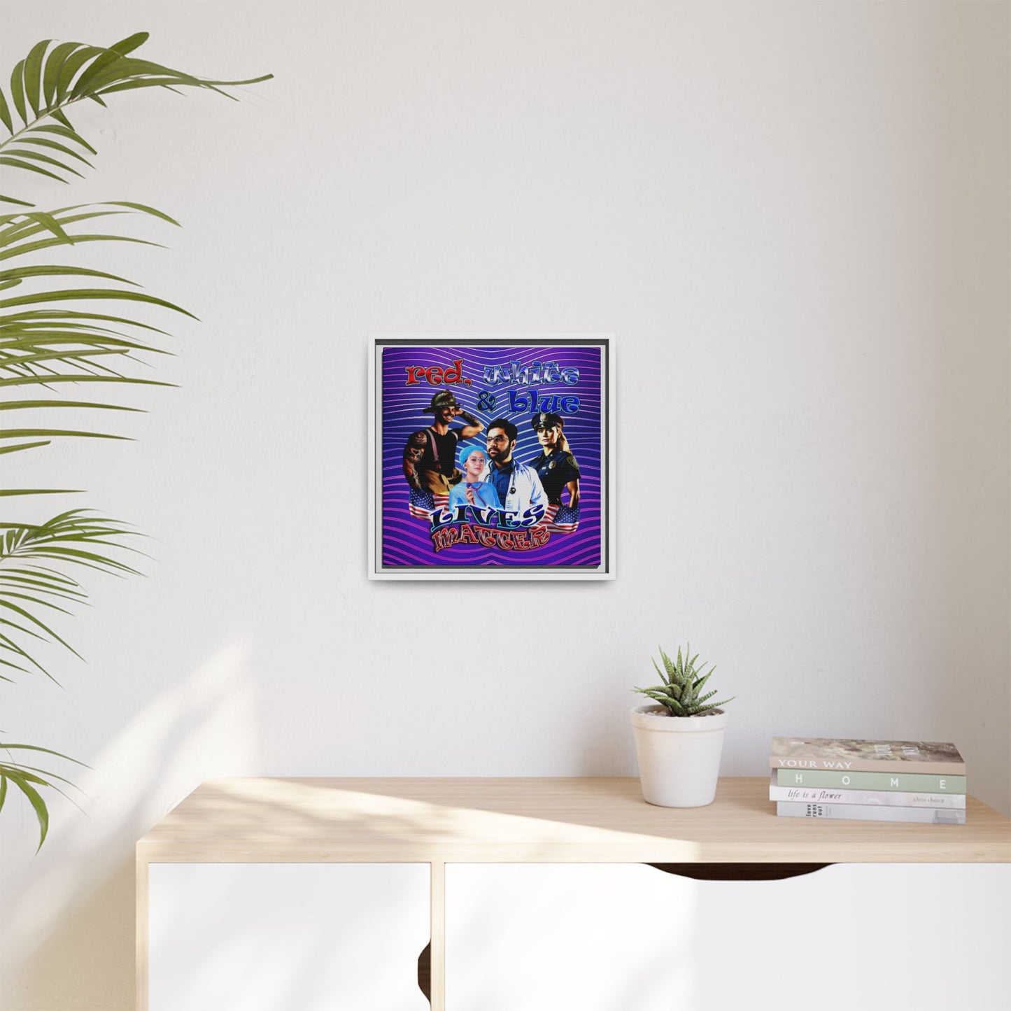 rw&b lives matter - framed canvas art (purple wave)