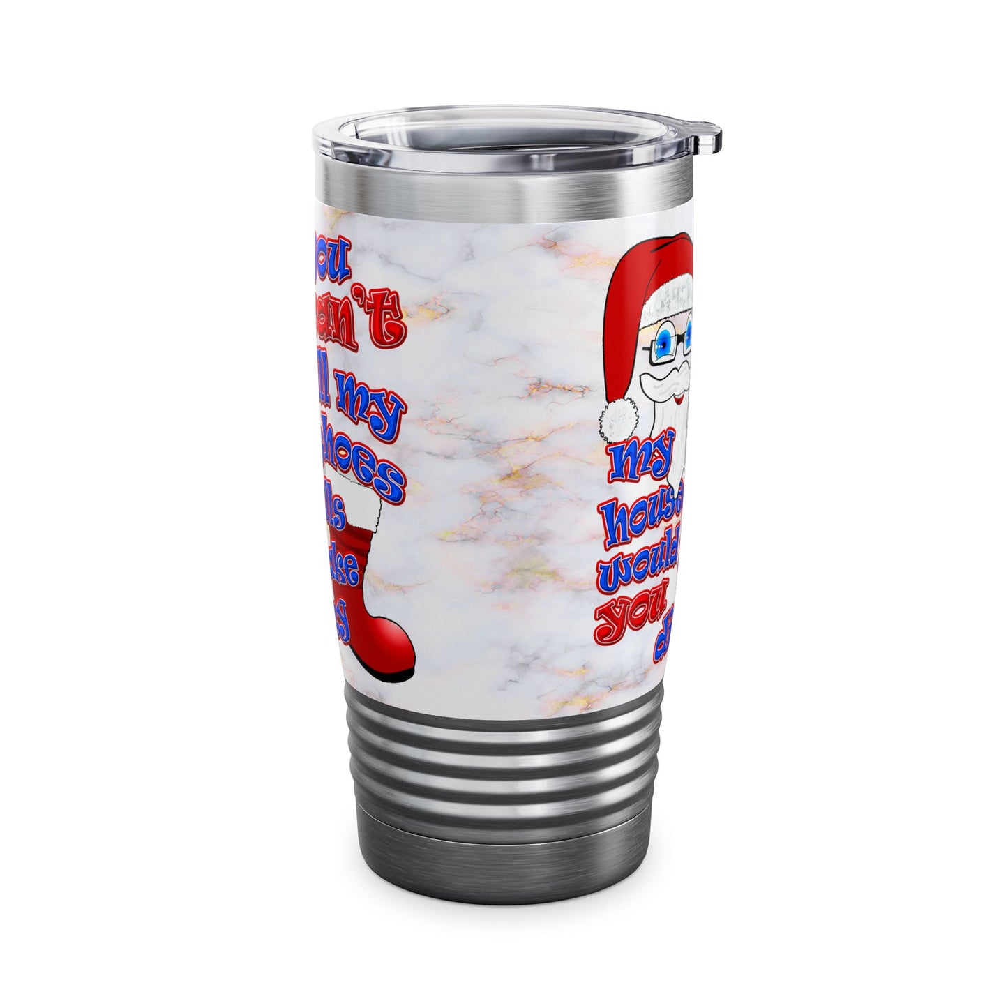 santa's shoes - Ringneck Tumbler, 20oz (white marble)