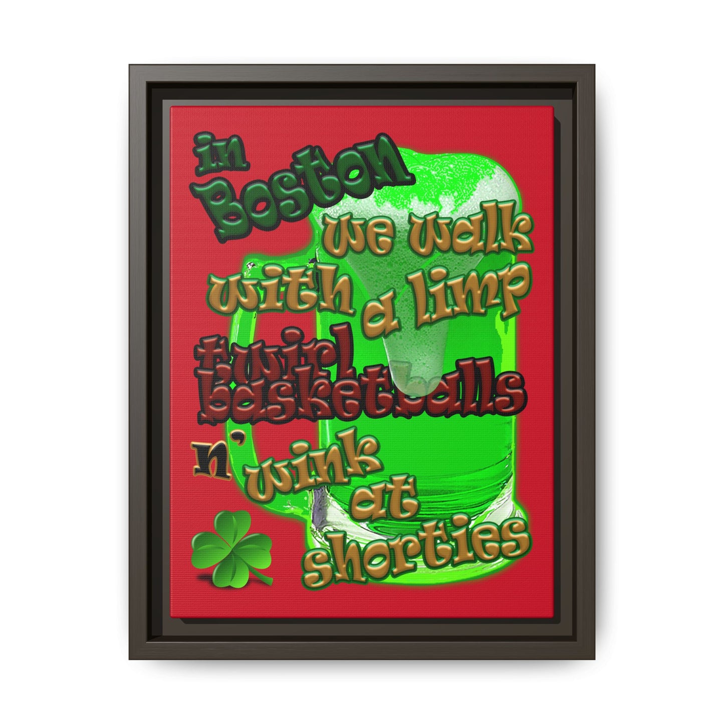 celtics logo - framed canvas art (dark red)