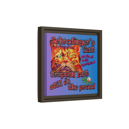 schrodinger's cat - framed canvas art (light blue-purple wave)